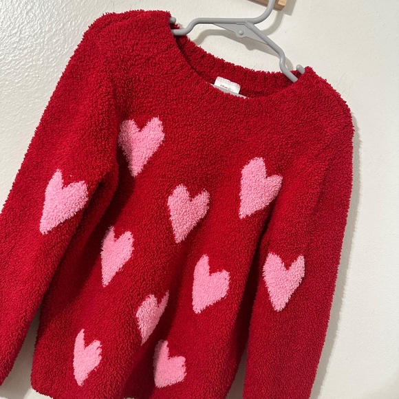 Hanna Andersson Red Valentines Day Sweater Pink Hearts Sz 5 - Picture 3 of 6